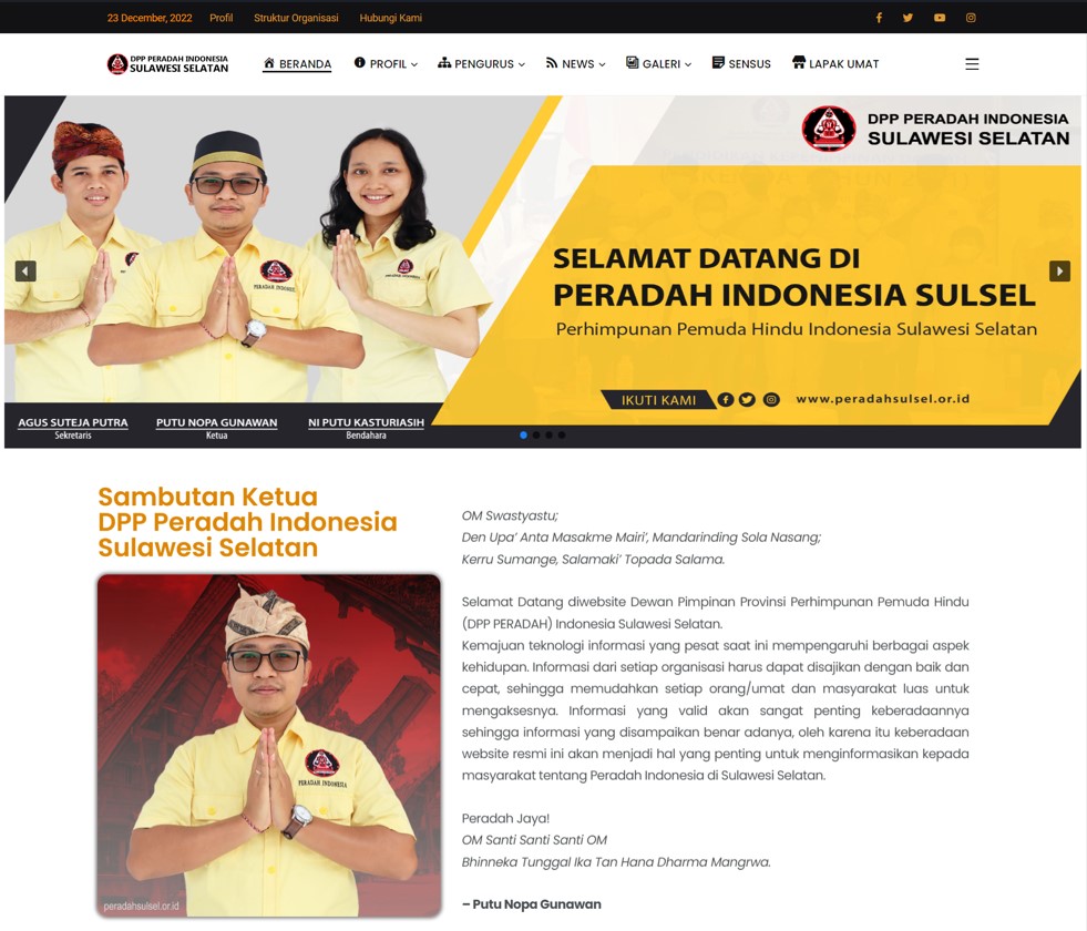 Website Resmi DPP Peradah Sulawesi Selatan